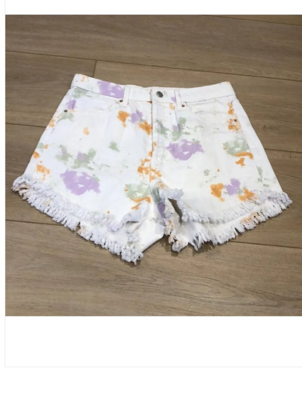 Wild Fable Womens High Rise Denim Shorts Paint Splatter White